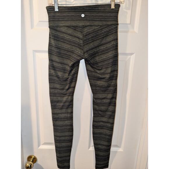 Lululemon Pants Women's Size 6 Wunder Under Pant III Cyber Stripe Green Olive - Picture 8 of 11
